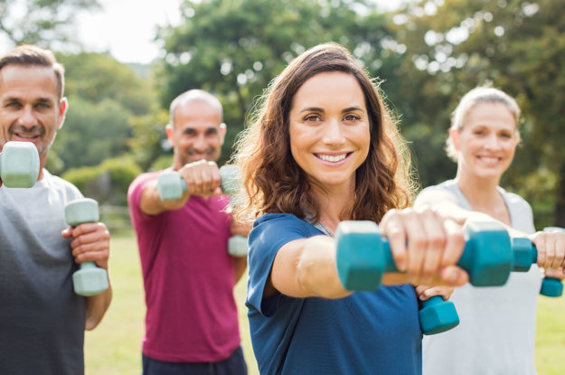 a group doing outdoor exercise during oregon recreational therapy